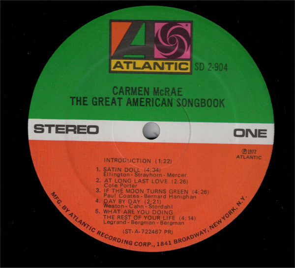 Carmen McRae : The Great American Songbook (2xLP, Album, PR )