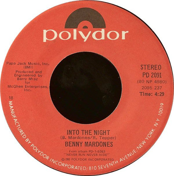Benny Mardones : Into The Night (7", 18 )