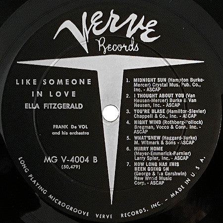 Ella Fitzgerald, Frank DeVol And His Orchestra* : Like Someone In Love (LP, Album, Mono)