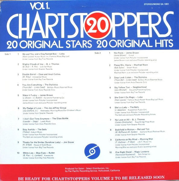 Various : 20 Chartstoppers Vol 1. (LP, Comp)