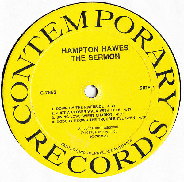 Hampton Hawes : The Sermon (LP, Album)