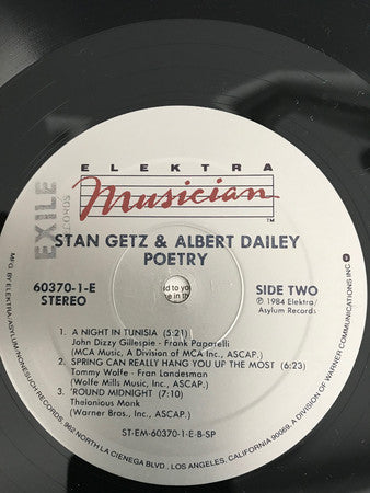 Stan Getz & Albert Dailey : Poetry (LP, Album, Spe)