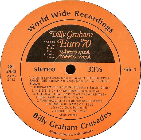 Billy Graham (2) : Euro '70: Where East Meets West (LP, Album)