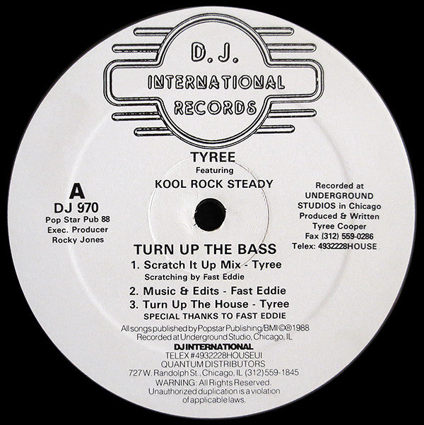 Tyree* Featuring Kool Rock Steady : Turn Up The Bass (12")