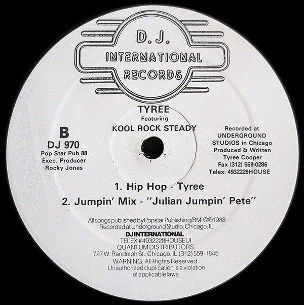 Tyree* Featuring Kool Rock Steady : Turn Up The Bass (12")