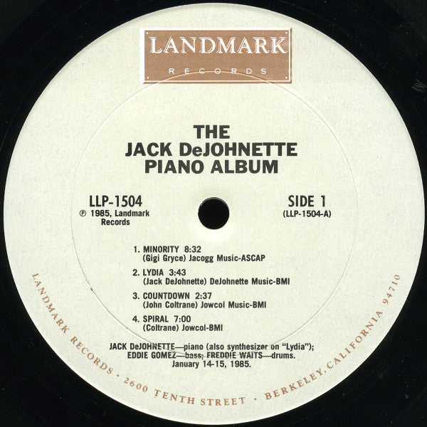 Jack DeJohnette : The Jack DeJohnette Piano Album (LP, Album)