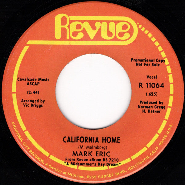 Mark Eric : Where Do The Girls Of The Summer Go / California Home (7", Single, Promo)