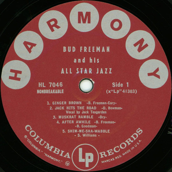 Bud Freeman All Star Jazz* : Bud Freeman And His All Star Jazz (LP, Album)