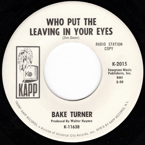 Bake Turner : Hold Me Tight (7", Promo)