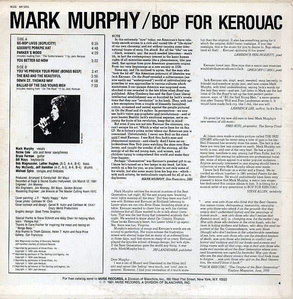 Mark Murphy : Bop For Kerouac (LP, Album)