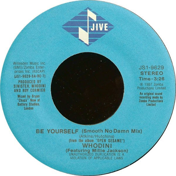 Whodini Featuring Millie Jackson : Be Yourself (7")