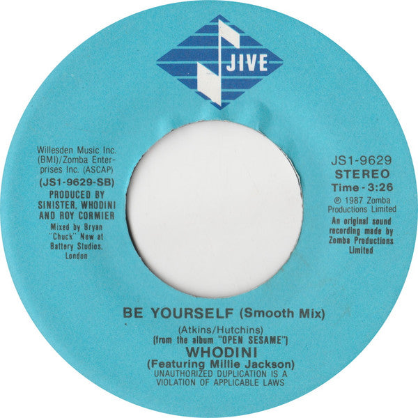 Whodini Featuring Millie Jackson : Be Yourself (7")