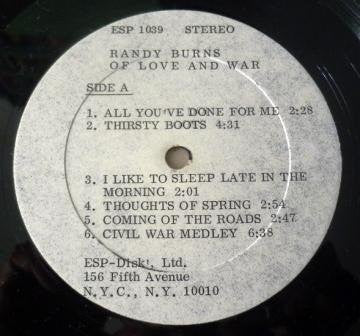 Randy Burns (2) : Of Love And War (LP, Album)