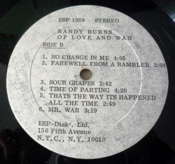 Randy Burns (2) : Of Love And War (LP, Album)