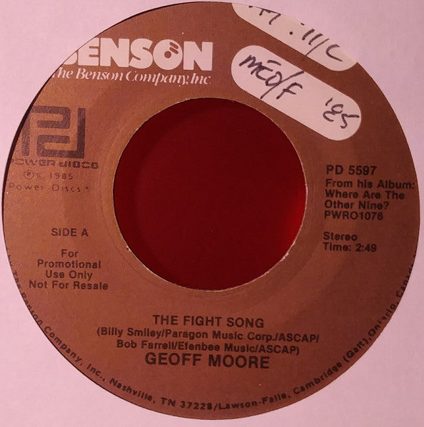 Geoff Moore : The Fight Song (7", Promo)