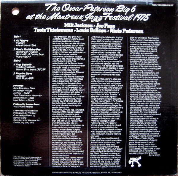 The Oscar Peterson Big 6 : The Oscar Peterson Big 6 At The Montreux Jazz Festival 1975 (LP, Album, Ind)