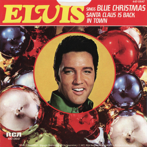 Elvis Presley : Blue Christmas (7", Single, RE)