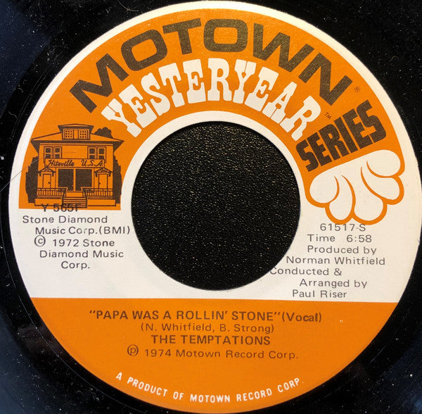 The Temptations : Papa Was A Rollin' Stone (Vocal) / Plastic Man (7", Single, RE)