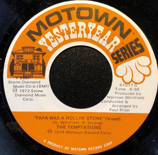 The Temptations : Papa Was A Rollin' Stone (Vocal) / Plastic Man (7", Single, RE)