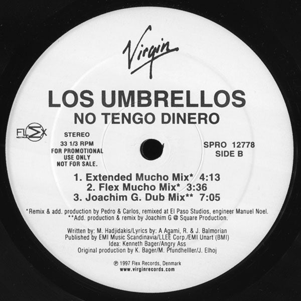 Los Umbrellos : No Tengo Dinero (12", Promo)