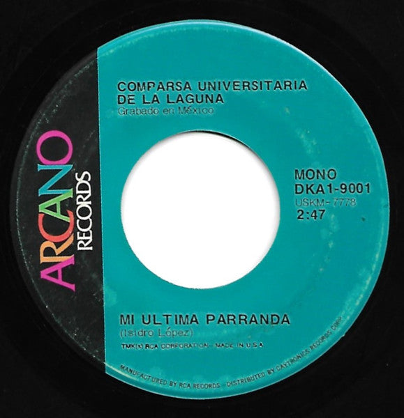 La Comparsa Universitaria De La Laguna : Mi Ultima Parranda (7", Mono)
