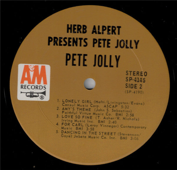 Pete Jolly : Herb Alpert Presents Pete Jolly (LP, Album)