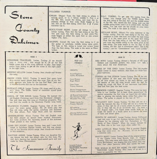 The Simmons Family : Stone County Dulcimer (LP, Album)