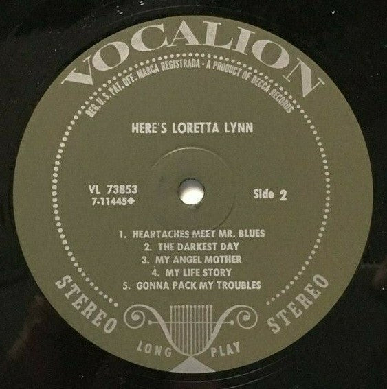 Loretta Lynn : Here's Loretta Lynn (LP, Pin)