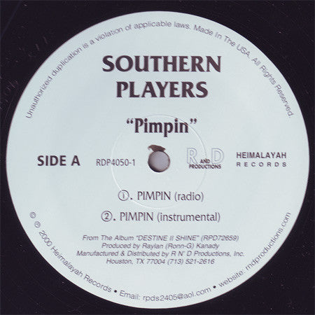 Southern Players : Pimpin / Shakin & Bouncin / Rollin (12")