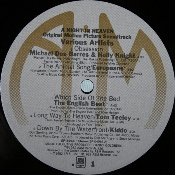 Various : A Night In Heaven (The Original Motion Picture Soundtrack) (LP, Album, RCA)