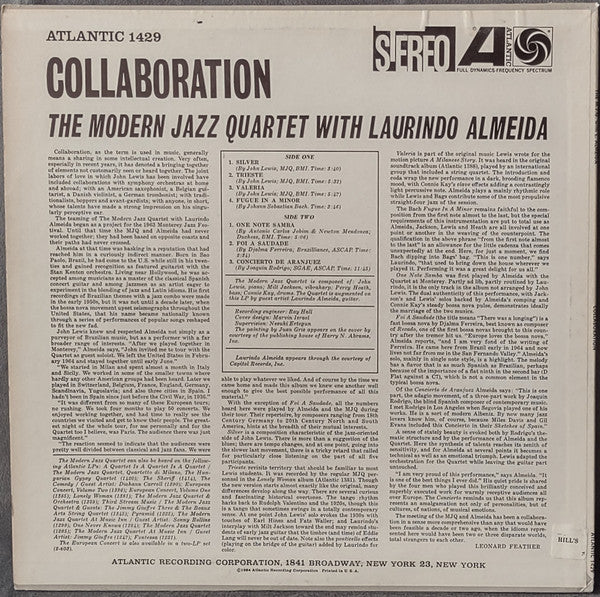 The Modern Jazz Quartet With Laurindo Almeida : Collaboration (LP, Album, Mon)