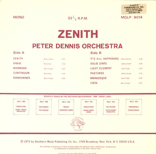 Peter Dennis Orchestra : Zenith (LP)
