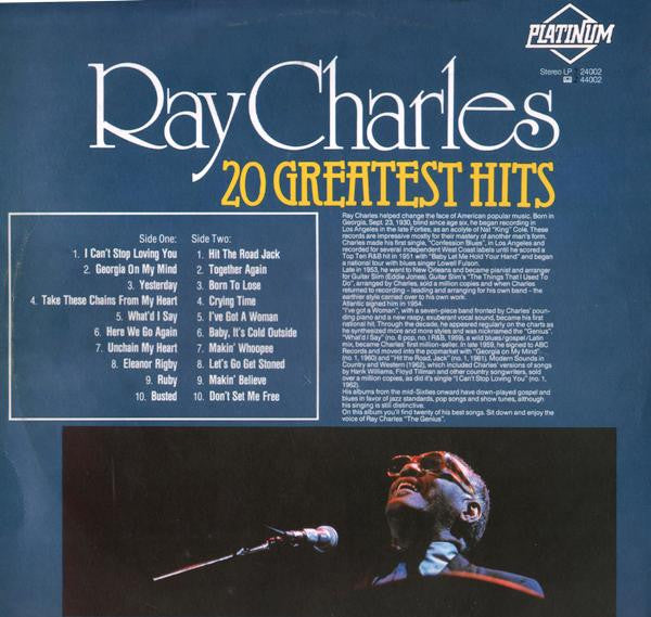 Ray Charles : 20 Greatest Hits (LP, Comp)