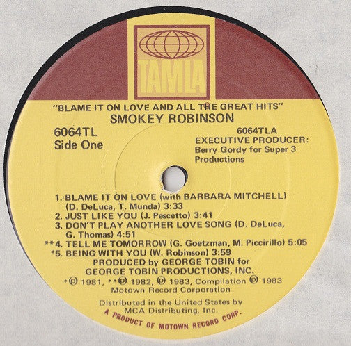 Smokey Robinson : Blame It On Love & All The Great Hits (LP, Comp)