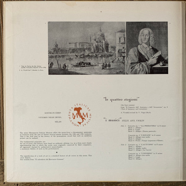 Vivaldi* - I Musici, Félix Ayo : Le Quattro Stagioni (LP, Album, Mono, Min)