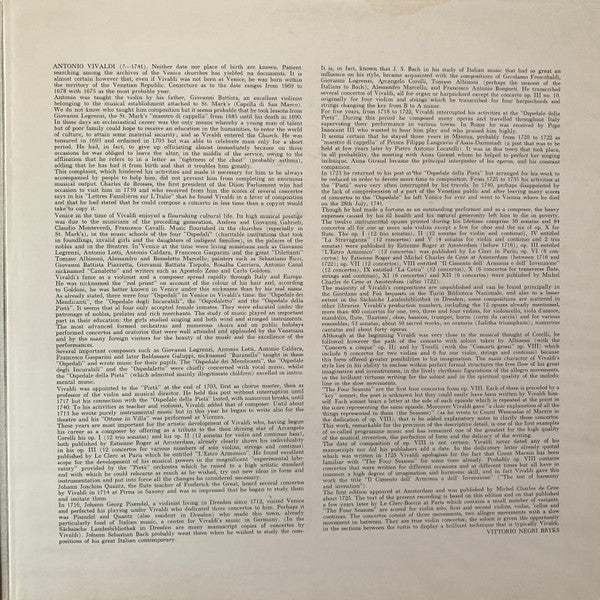 Vivaldi* - I Musici, Félix Ayo : Le Quattro Stagioni (LP, Album, Mono, Min)
