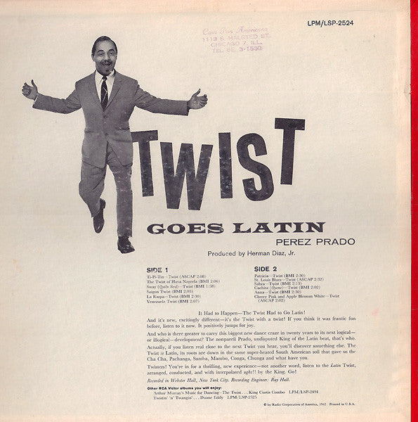 Perez Prado And His Orchestra : Now! Twist Goes Latin (LP, Album, Mono)