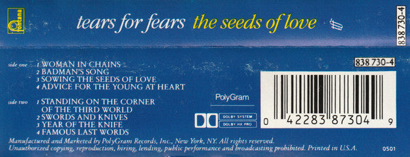Tears For Fears : The Seeds Of Love (Cass, Album, 35,)