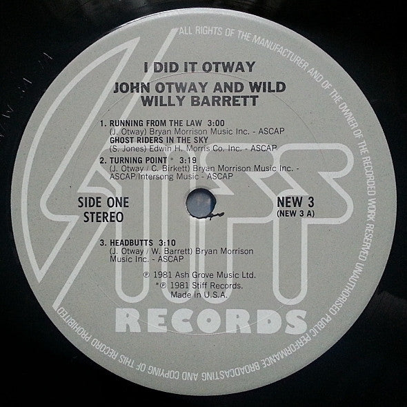 John Otway & Wild Willy Barrett : I Did It Otway (12", EP, Comp)