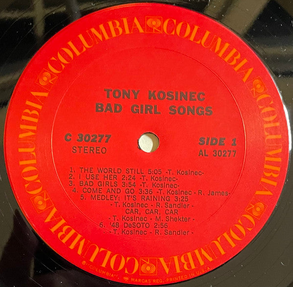 Tony Kosinec : Bad Girl Songs (LP, Album, Pit)