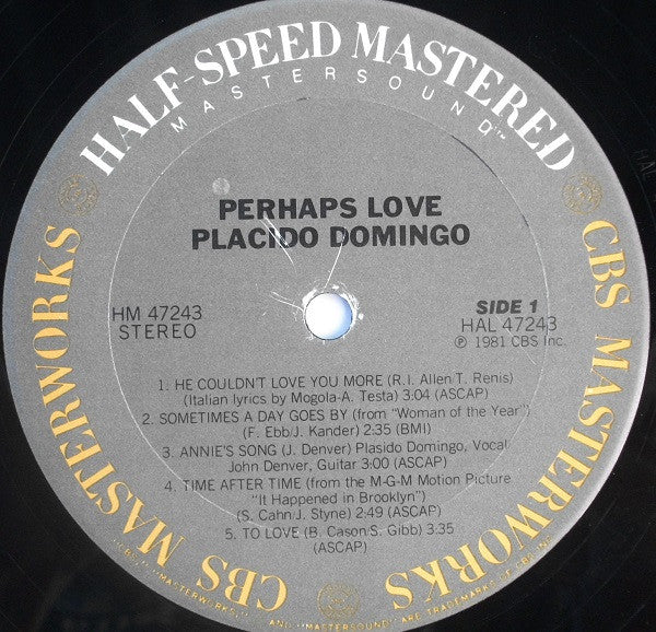 Placido Domingo With John Denver : Perhaps Love (LP, Album, Hal)