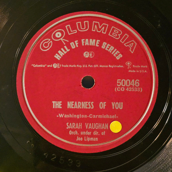 Sarah Vaughan : The Nearness Of You / You're Mine, You (Shellac, 10", RE)