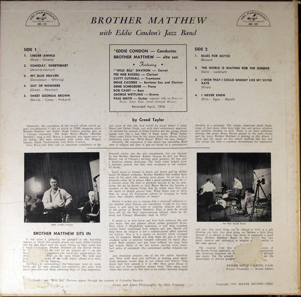 Brother Matthew (2) With Eddie Condon's Jazz Band : Brother Matthew With Eddie Condon's Jazz Band (LP)
