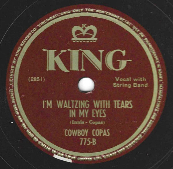 Cowboy Copas : Down In Nashville, Tennessee / I'm Waltzing With Tears In My Eyes (Shellac, 10")
