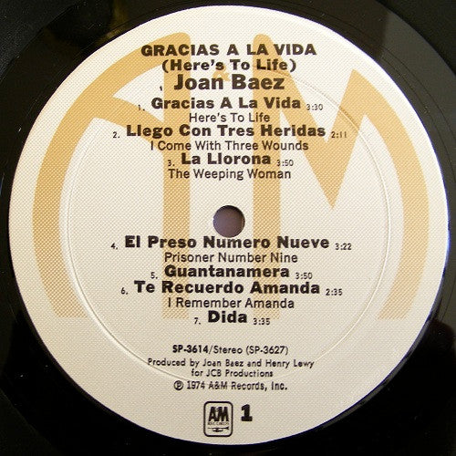 Joan Baez : Gracias A La Vida / Here's To Life (LP, Album)