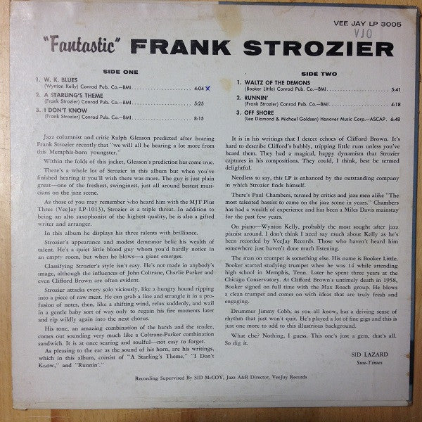 Frank Strozier : Fantastic Frank Strozier (LP, Album, Mono, RP)