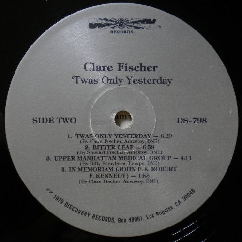 Clare Fischer : 'Twas Only Yesterday (LP, Album, RE)