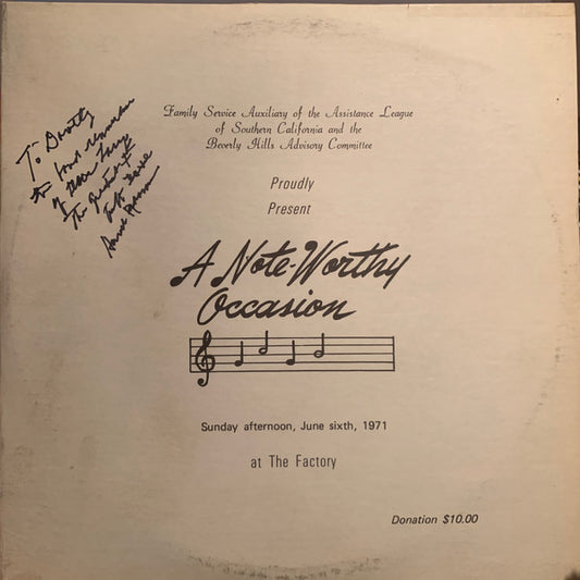 Family Service Auxiliary of the Assistance League of Southern California, Beverly Hills Advisory Committee : A Note-Worthy Occasion (2xLP, Comp, Liv)