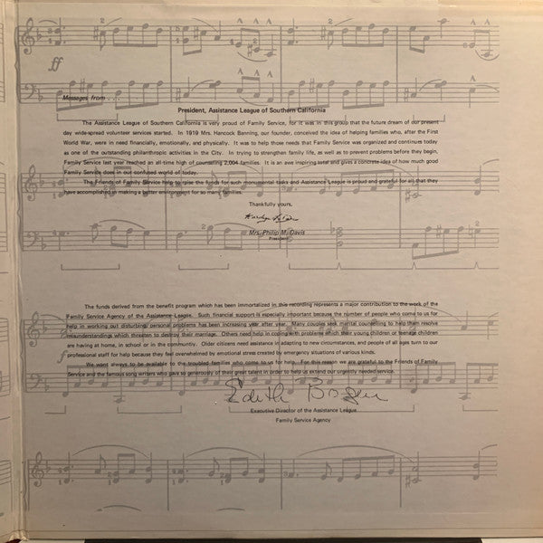 Family Service Auxiliary of the Assistance League of Southern California, Beverly Hills Advisory Committee : A Note-Worthy Occasion (2xLP, Comp, Liv)