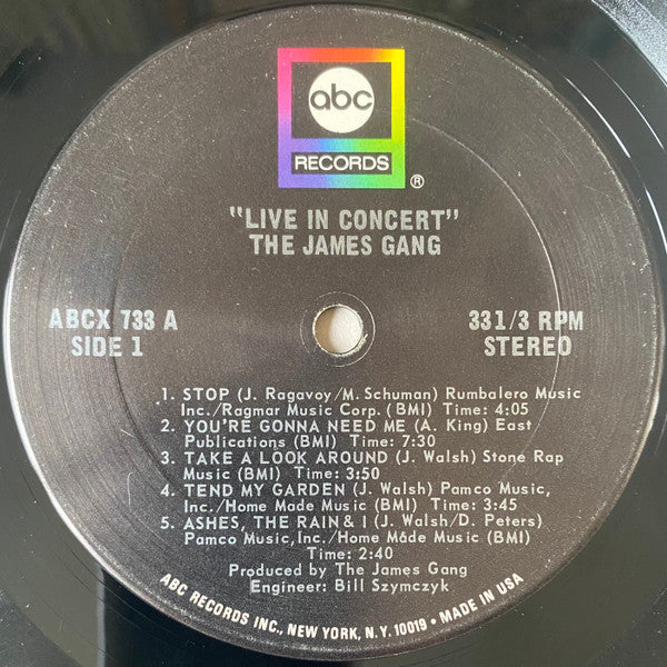 James Gang : Live In Concert (LP, Album, San)